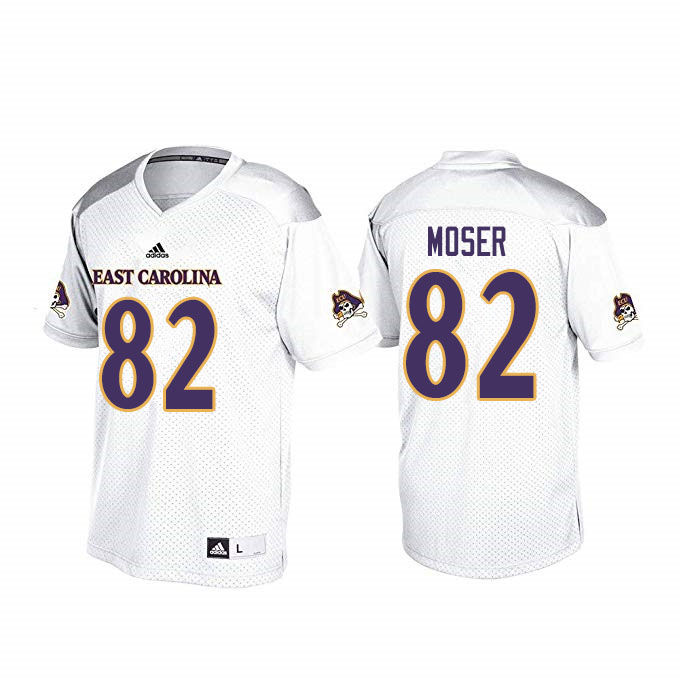 Men #82 Ford Moser ECU Pirates College Football Jerseys Sale-White - Click Image to Close